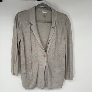 Poetry Heathered 100% Linen One Button Jacket Women's Size 12 Gray Professional